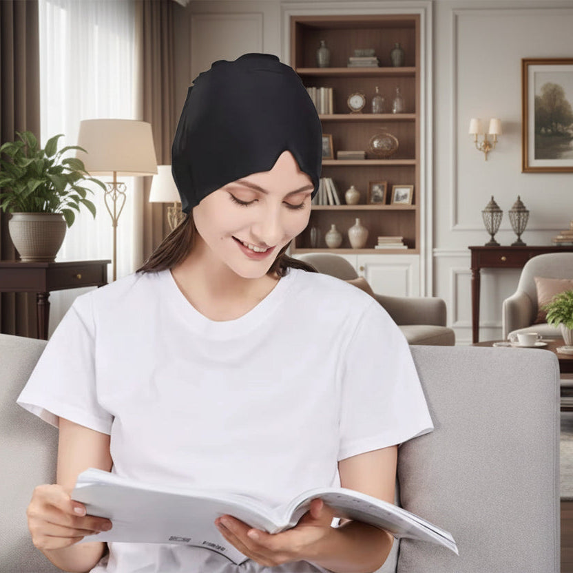 Ultimate Comfort Compress Hood with Gel Eye Mask-Hot & Cold Relief for Headaches and Migraines