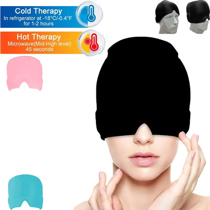 Ultimate Comfort Compress Hood with Gel Eye Mask-Hot & Cold Relief for Headaches and Migraines