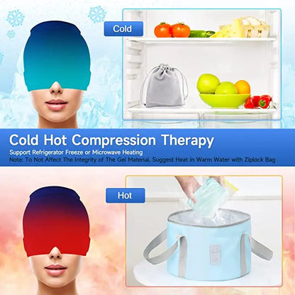 Ultimate Comfort Compress Hood with Gel Eye Mask-Hot & Cold Relief for Headaches and Migraines
